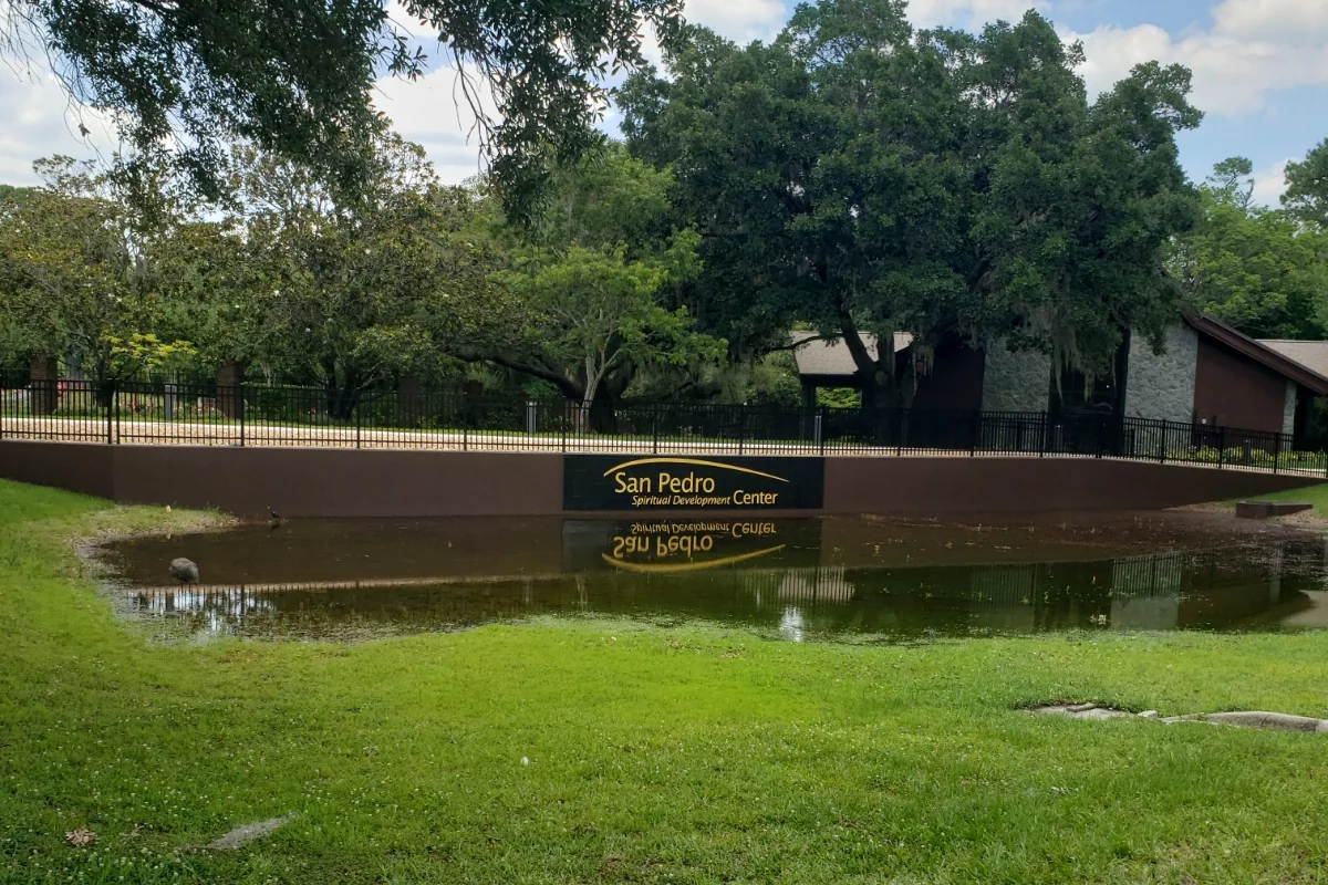 sidewalk and railing over water