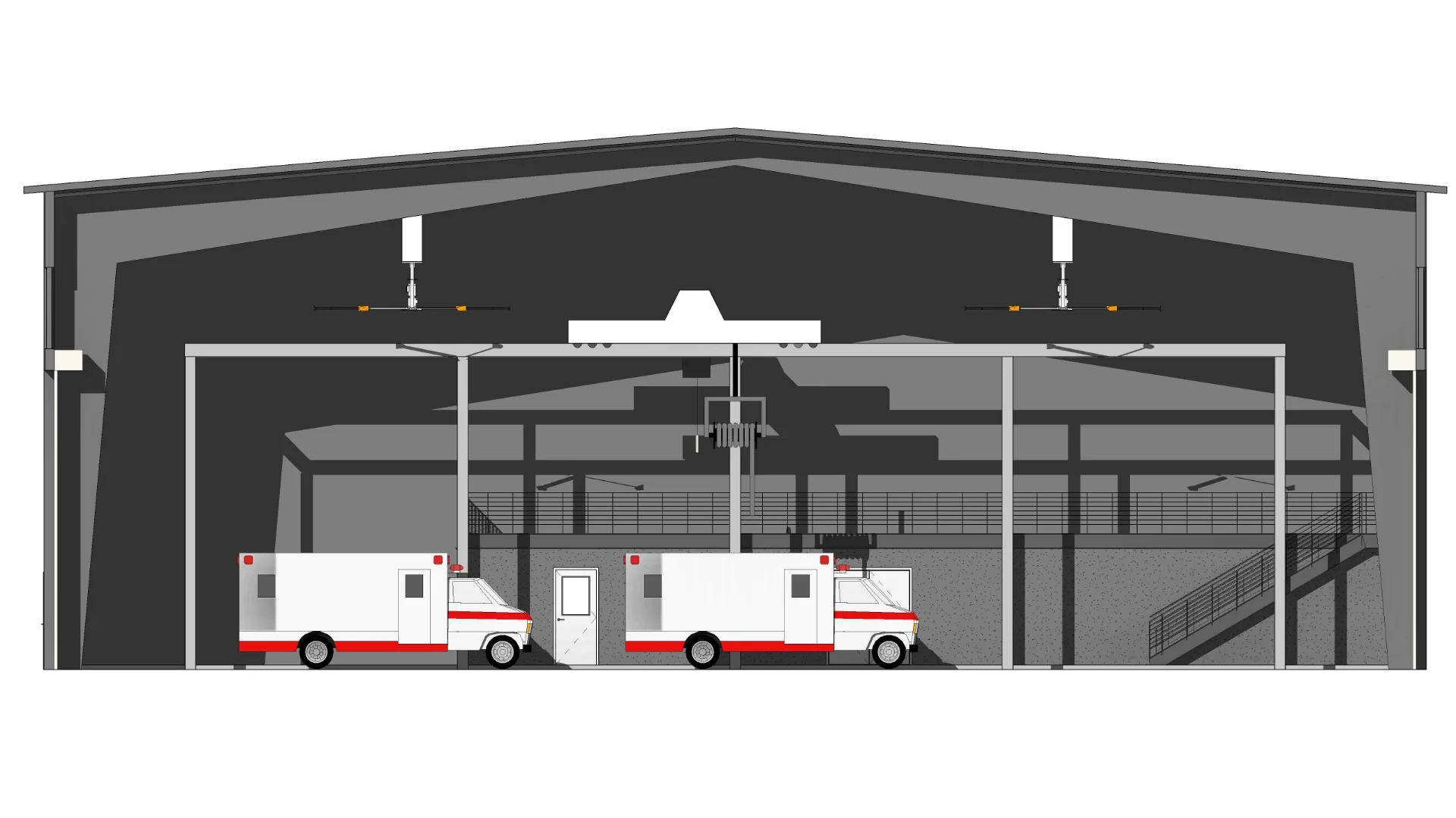 technical drawing of ambulance bay
