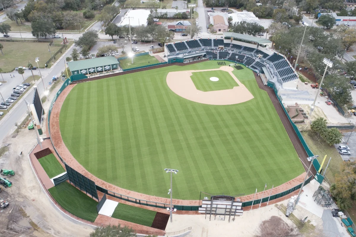 aerial view of baseball diamond