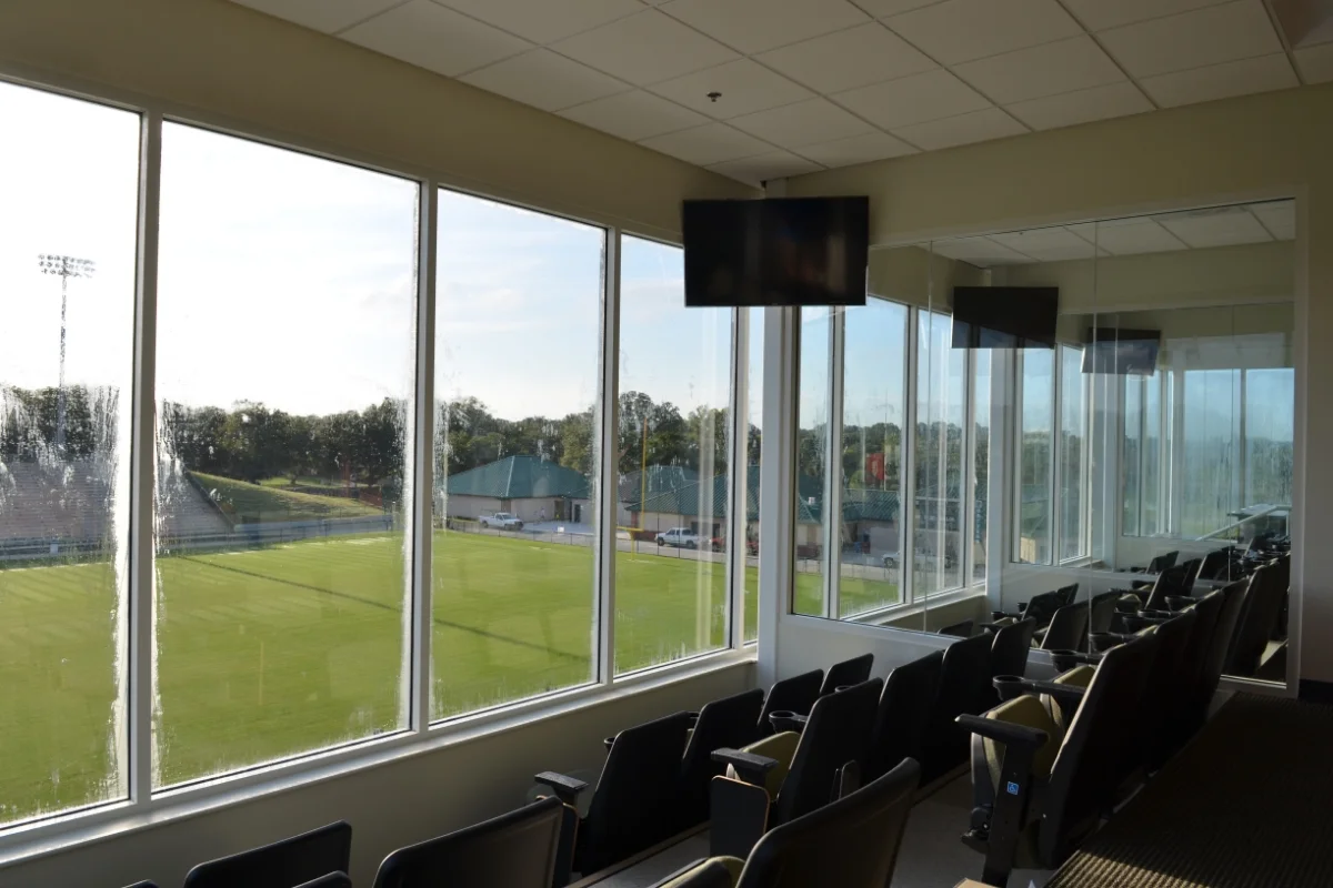 interior of stadium viewing box