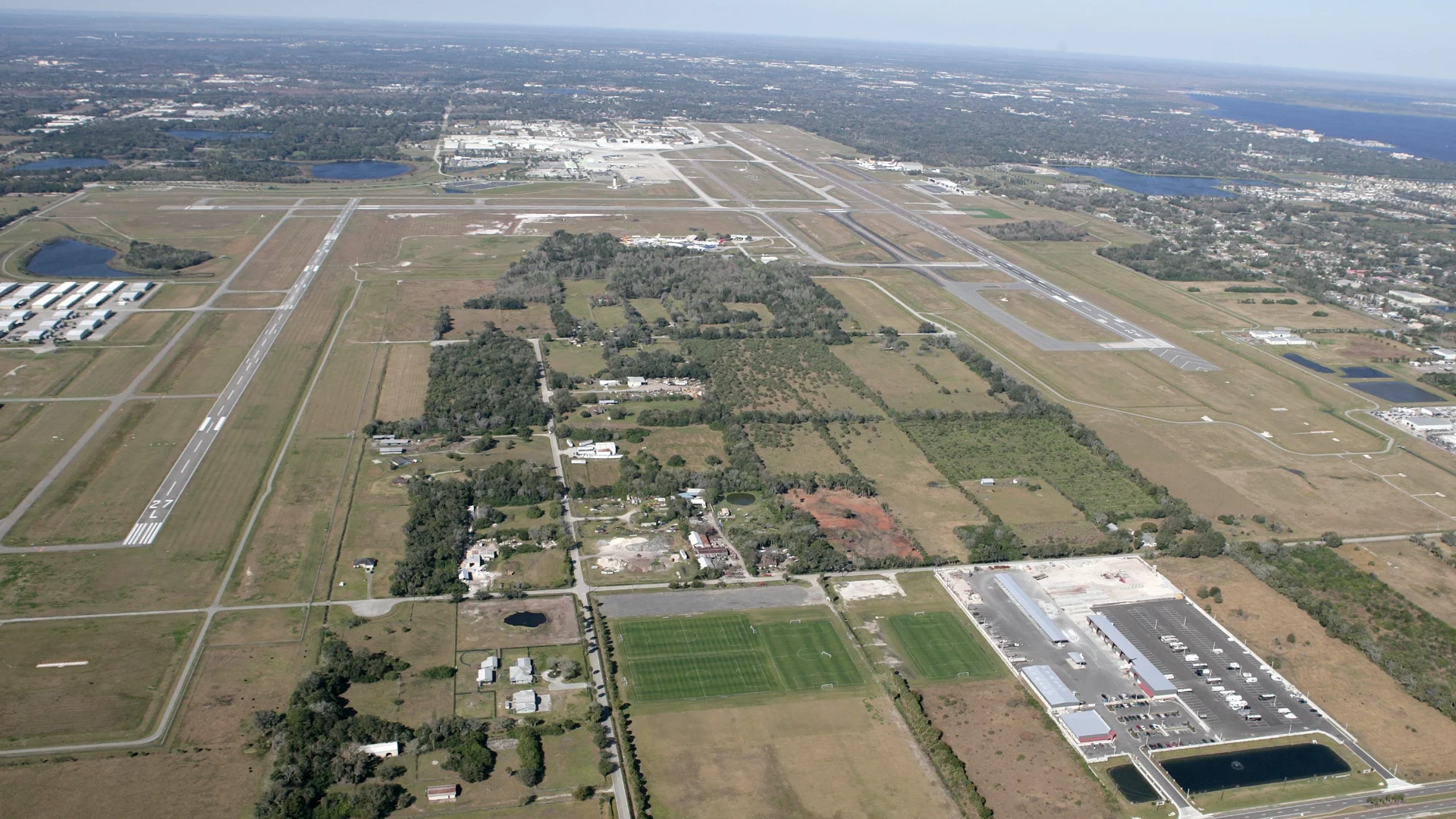 aerial view of full roadway