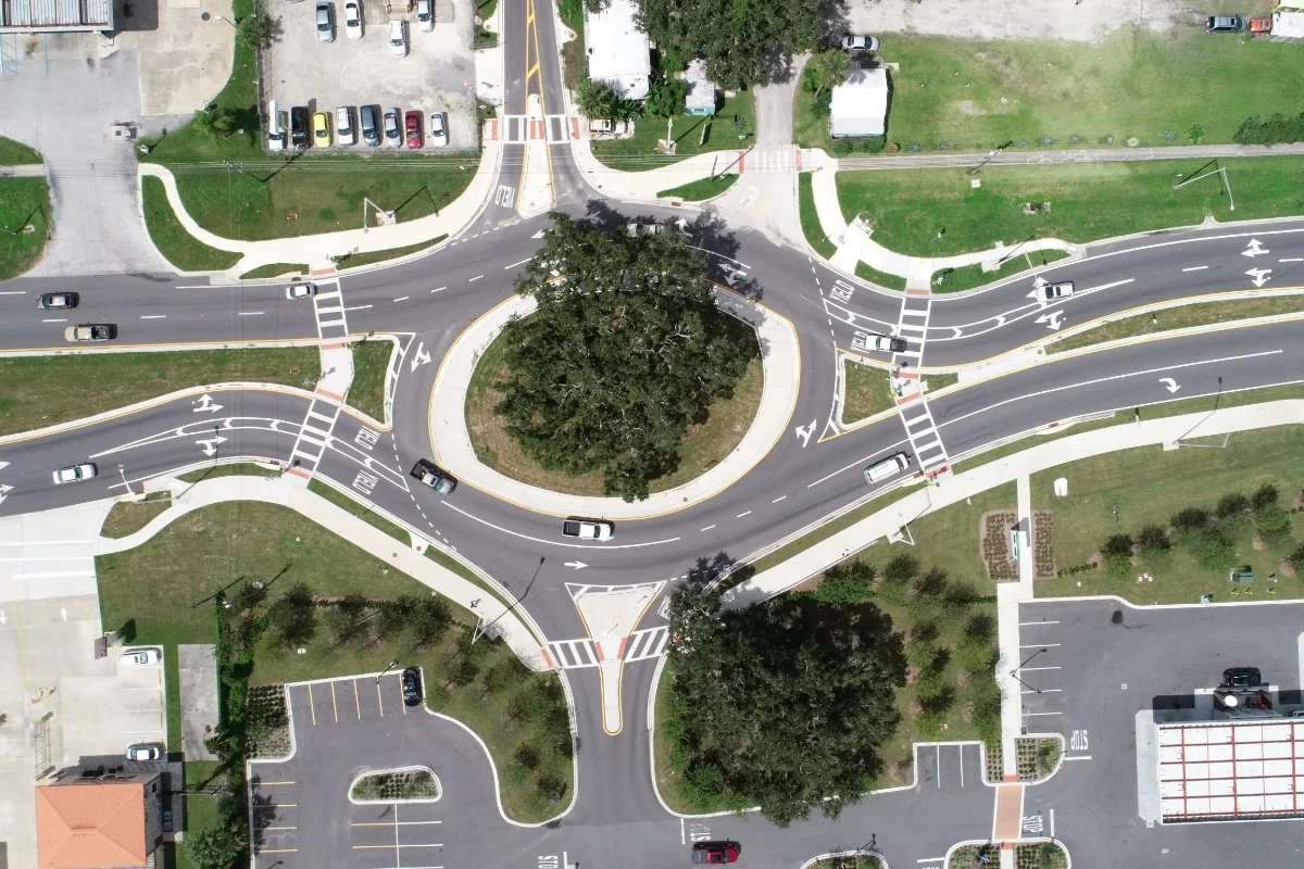 aerial view of roundabout