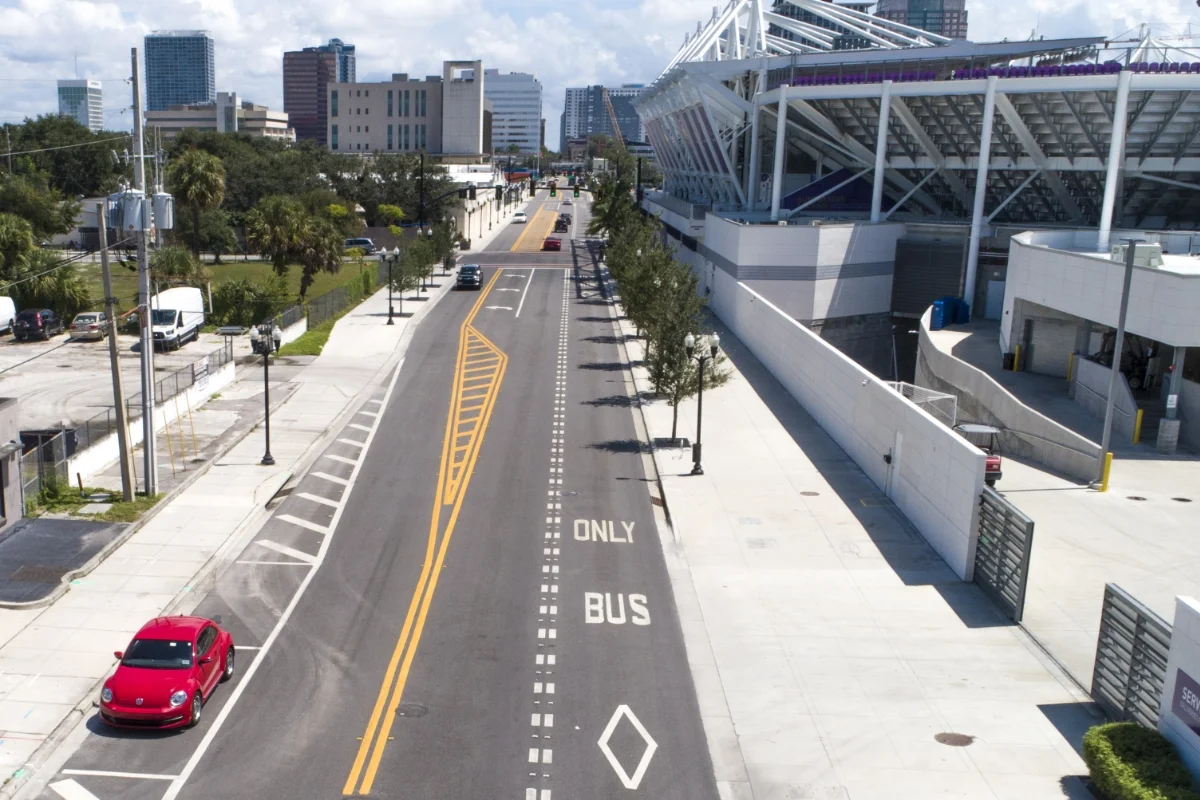 roadway and stadium side