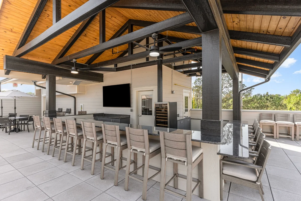 exterior patio and bar seating