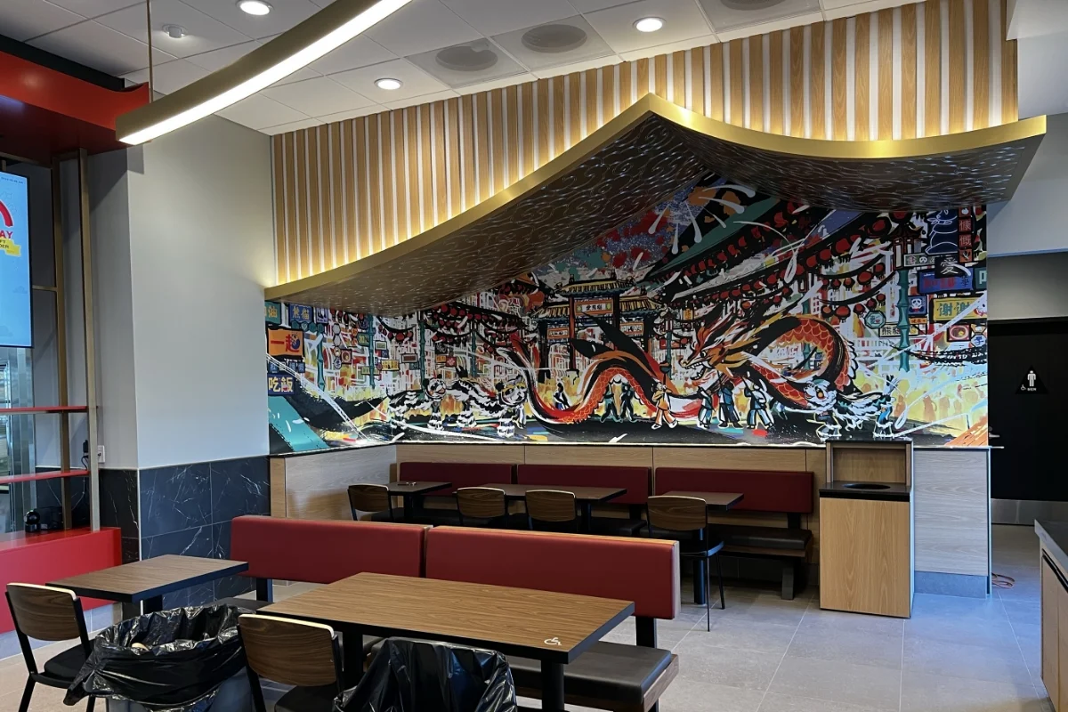 Panda Express Deltona interior pagoda seating area