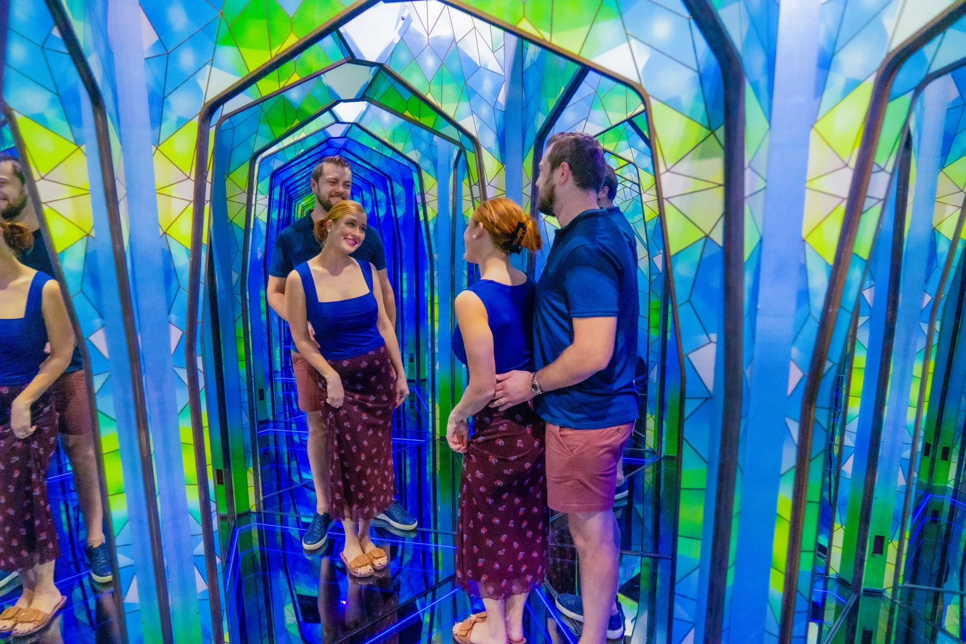couple in mirror maze