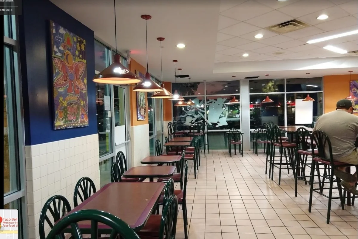 Taco Bell restaurant interior seating area
