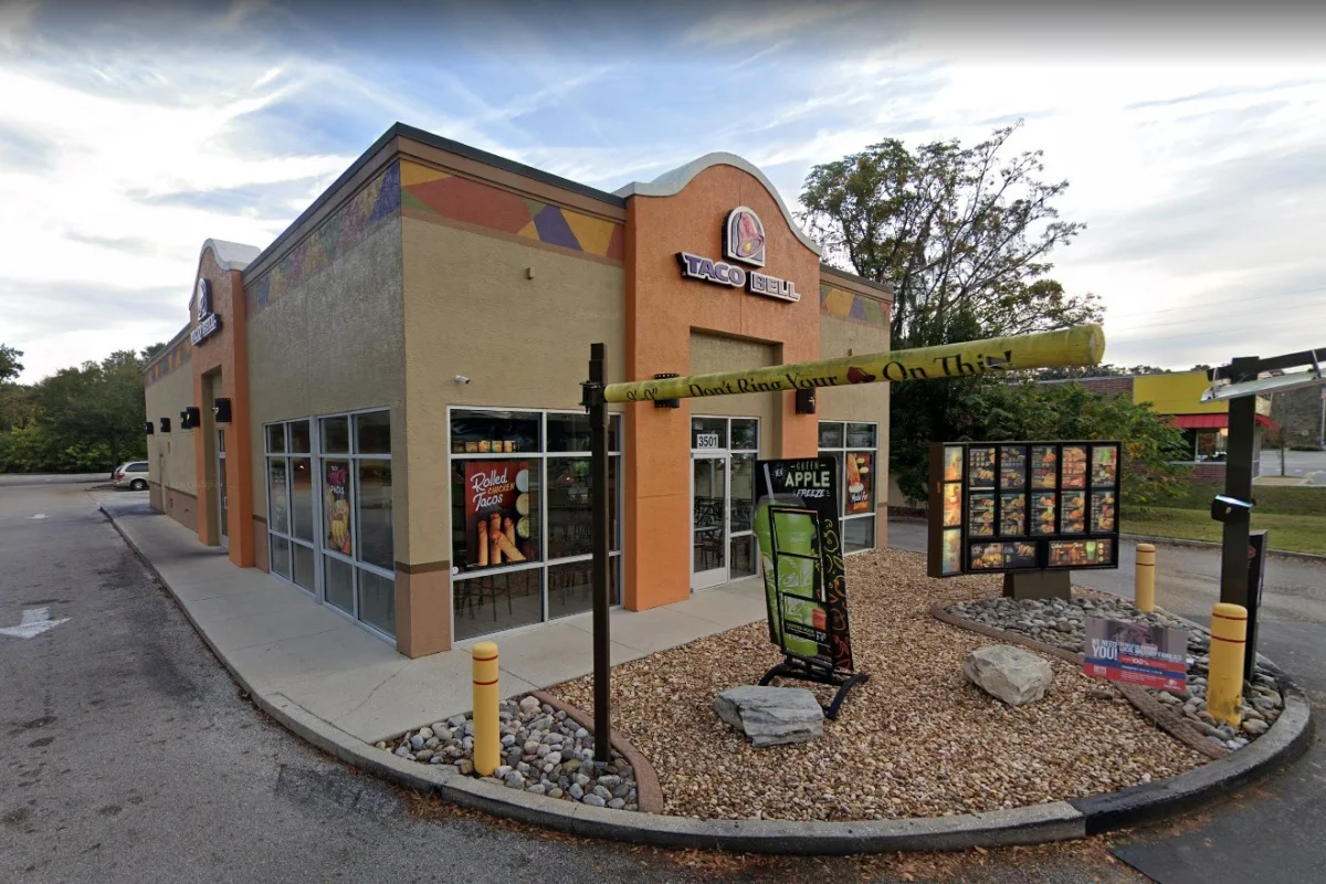 Taco Bell restaurant exterior and drive thru
