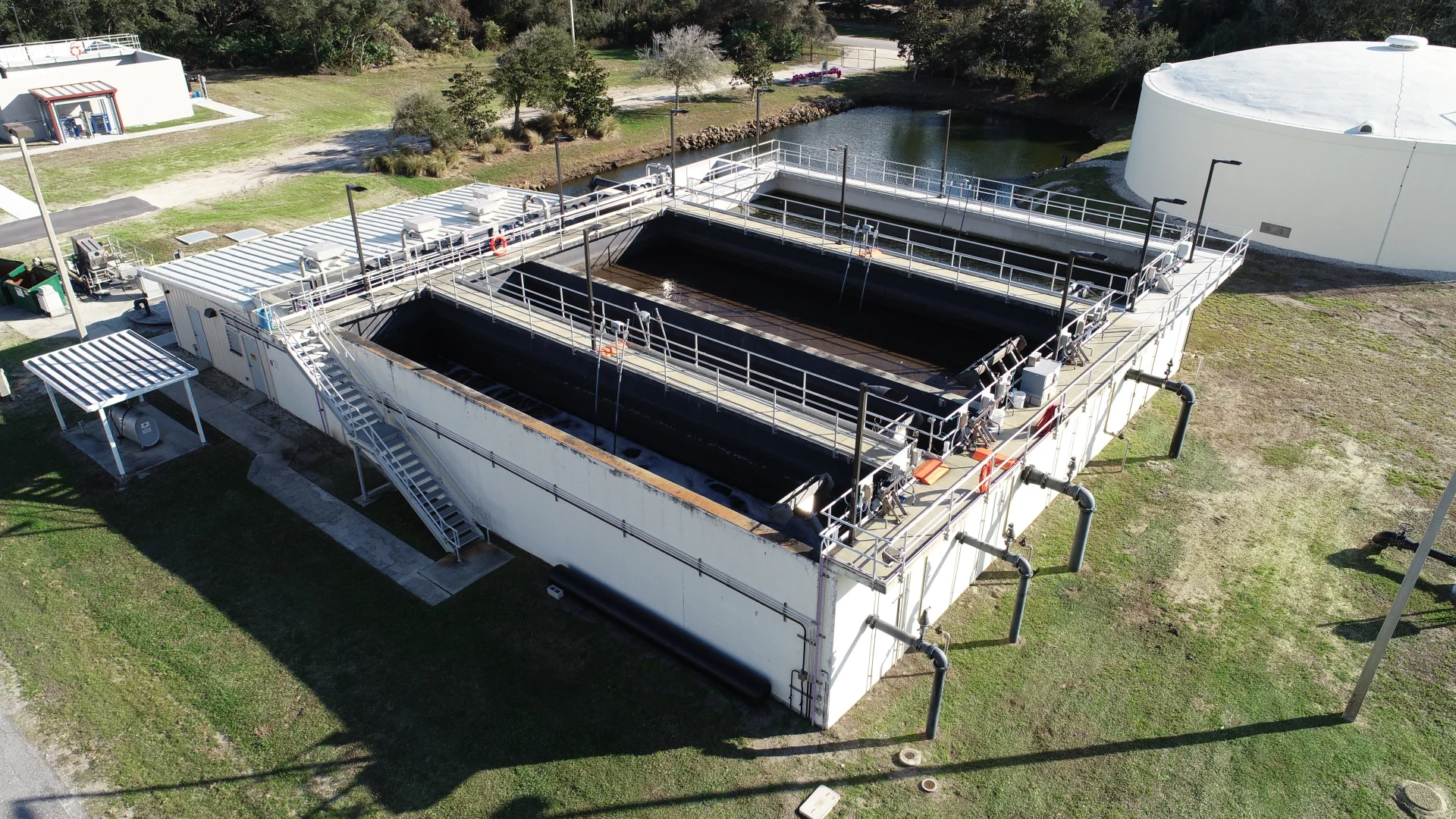 rectangle water tanks aerial view