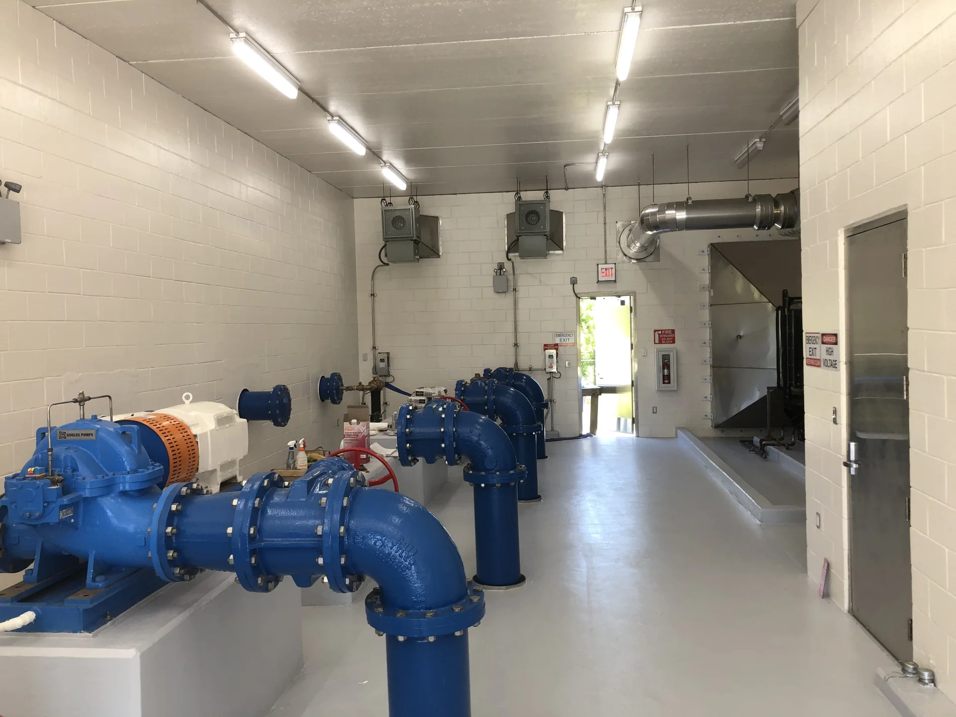 large blue water pipes