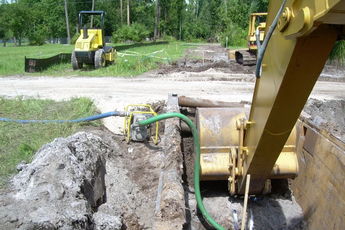 workers excavating land