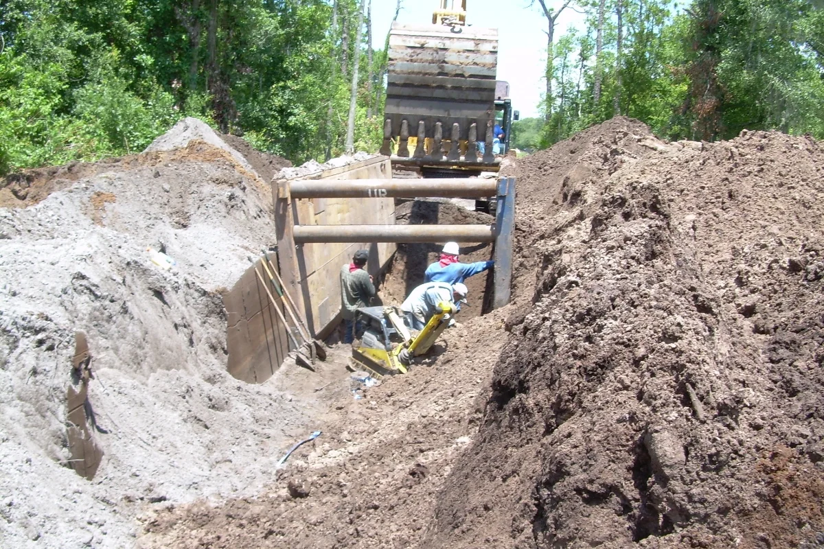 workers excavating land