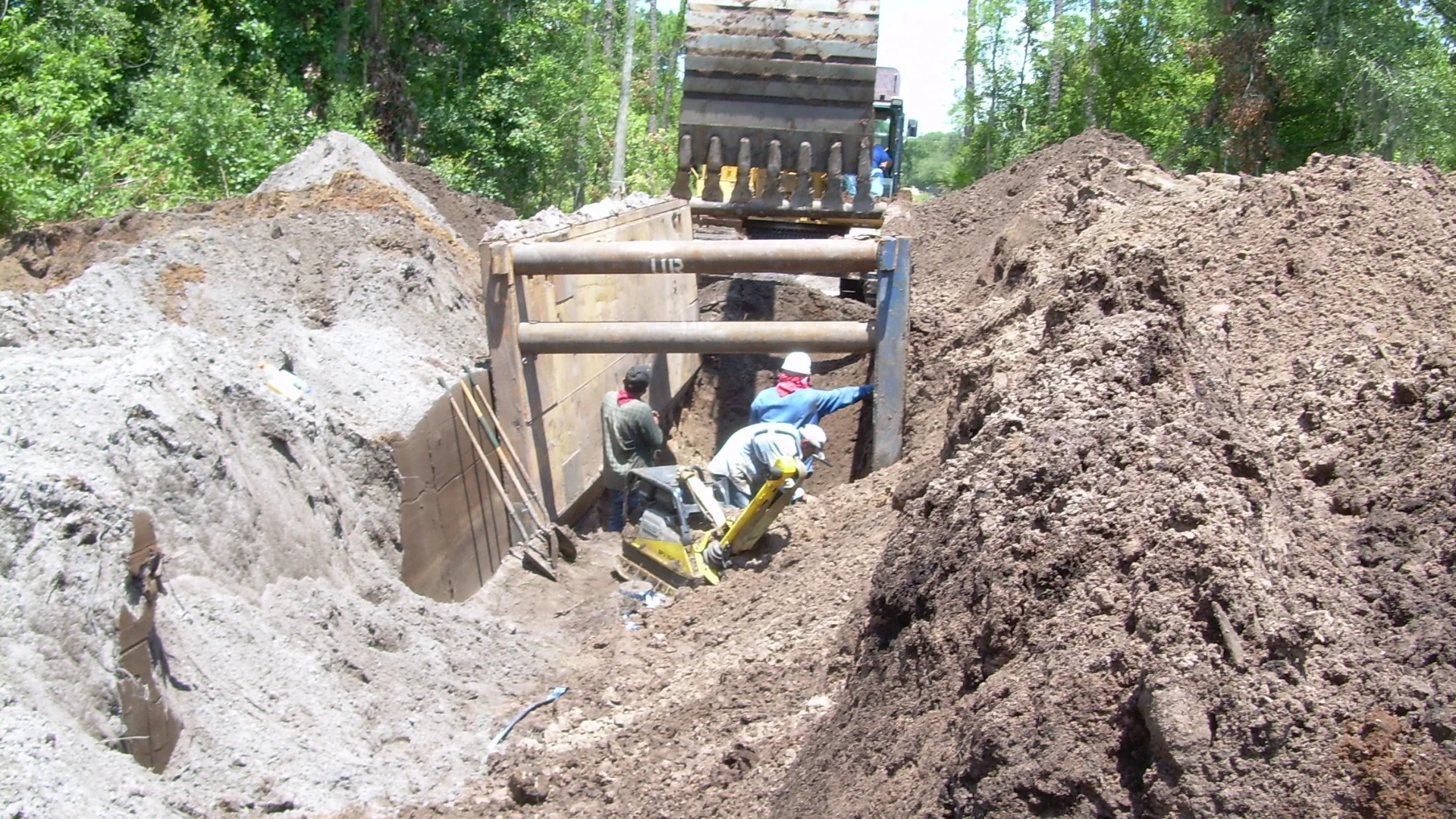 workers excavating land