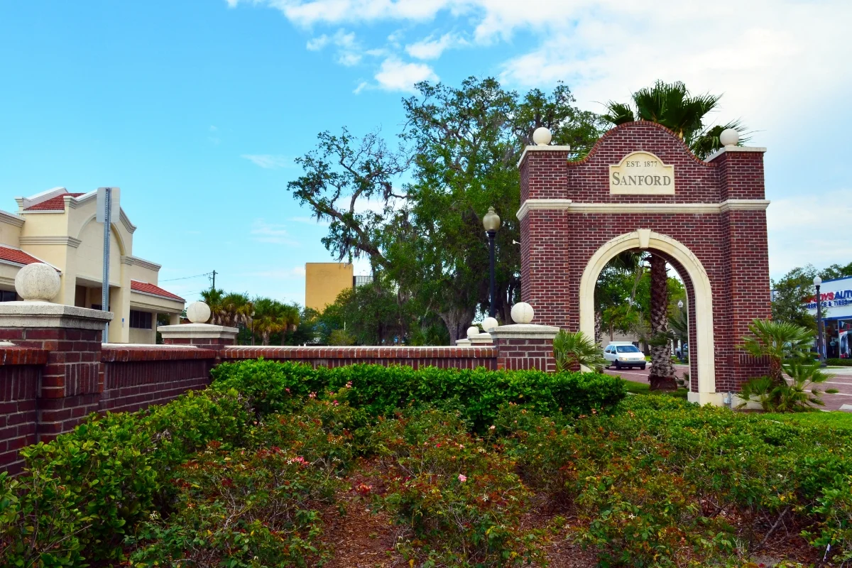 Sanford brick arch and landscaping