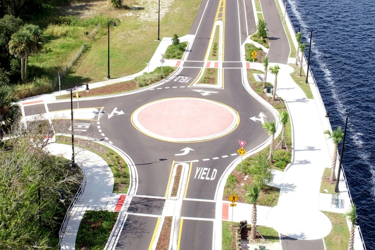 aerial view of roundabout
