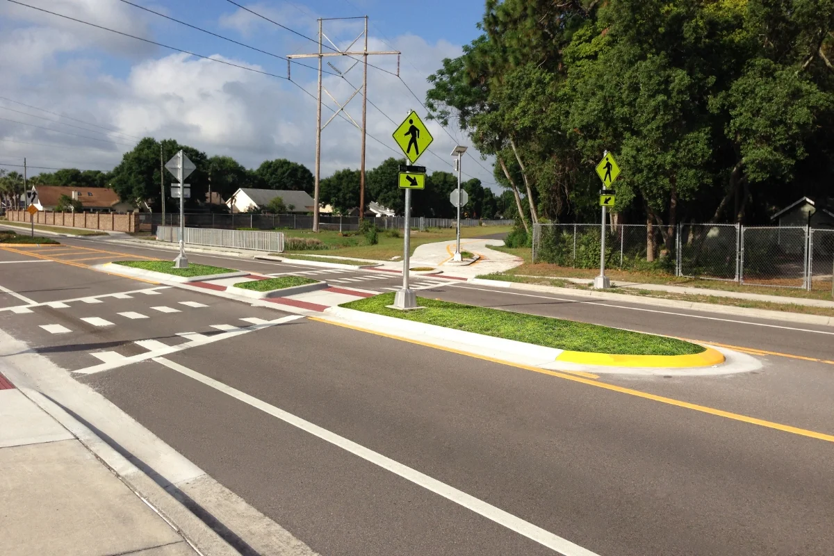 trail crossing roadway