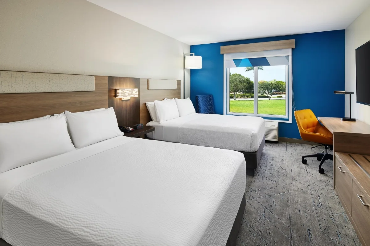 Holiday Inn Express double bed hotel room interior