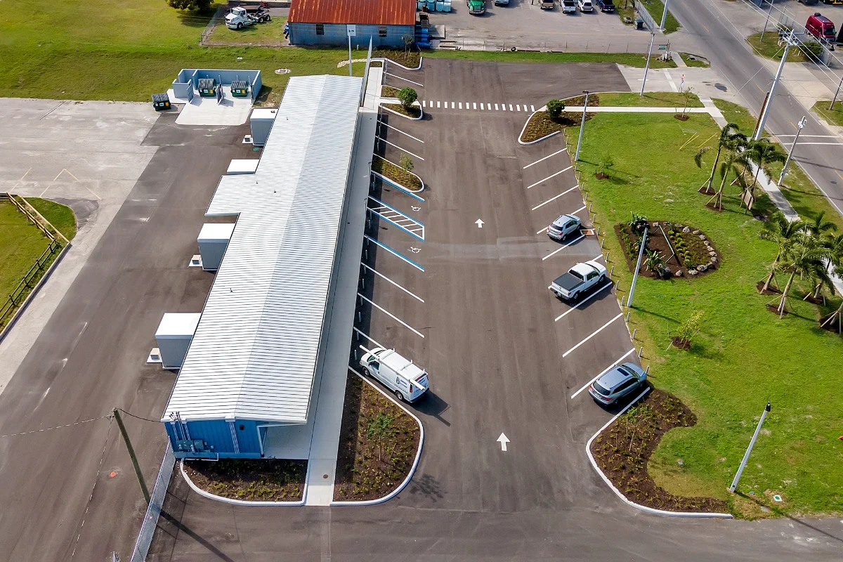 Florida State Farmer's Market Ft. Myers Building 9 Rebuild building exterior and parking lot aerial