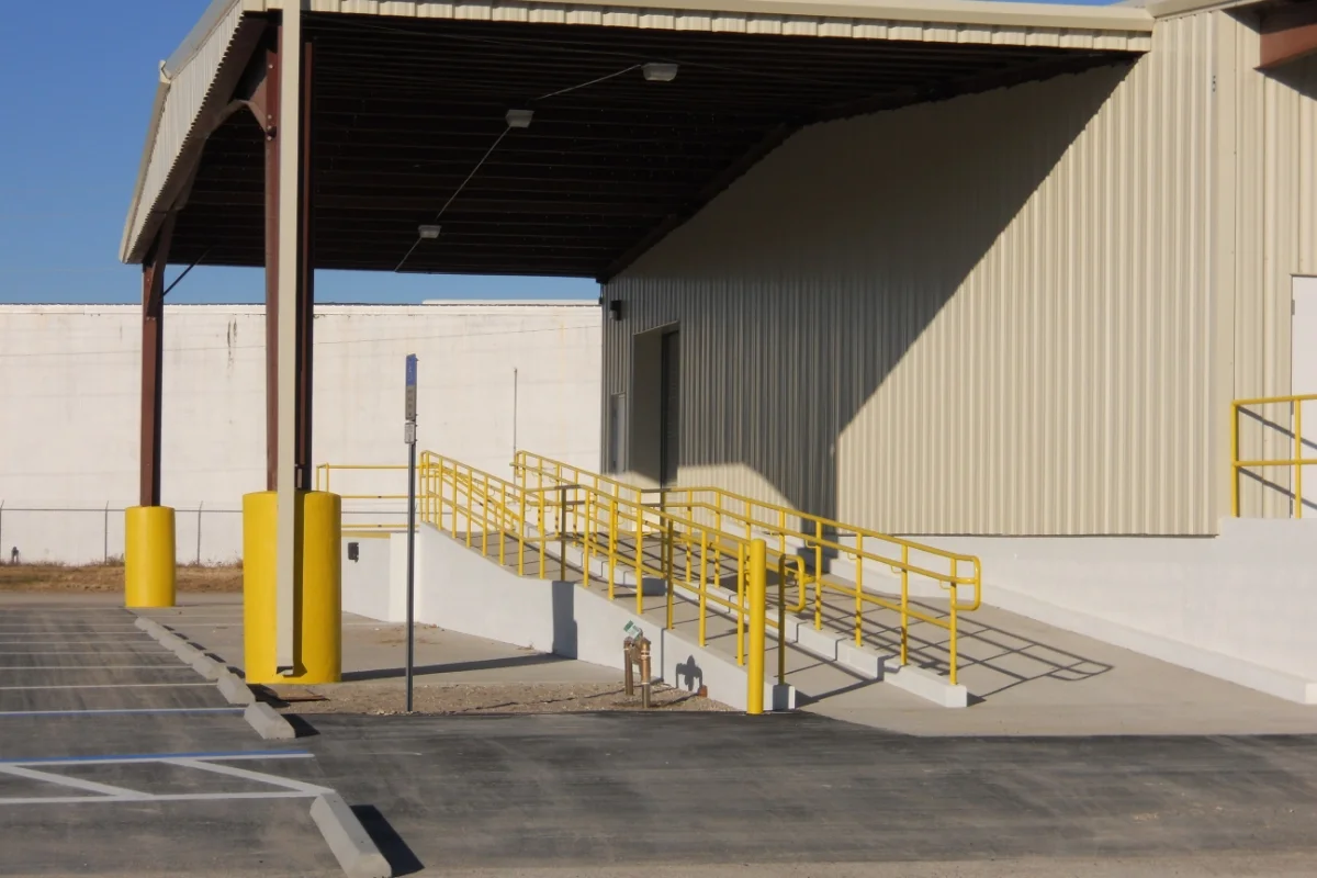 State of Florida Department of Agriculture Distribution Center Upgrades building exterior with ramp and overhang