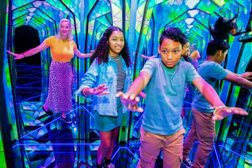 kids in mirror maze