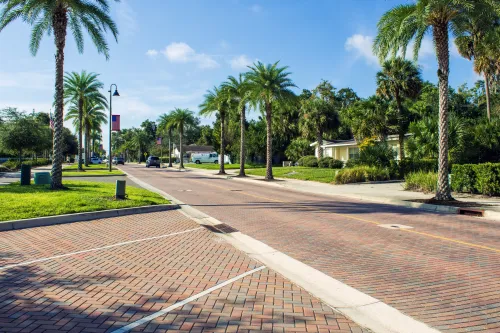Bluford Avenue brick road and landscaping