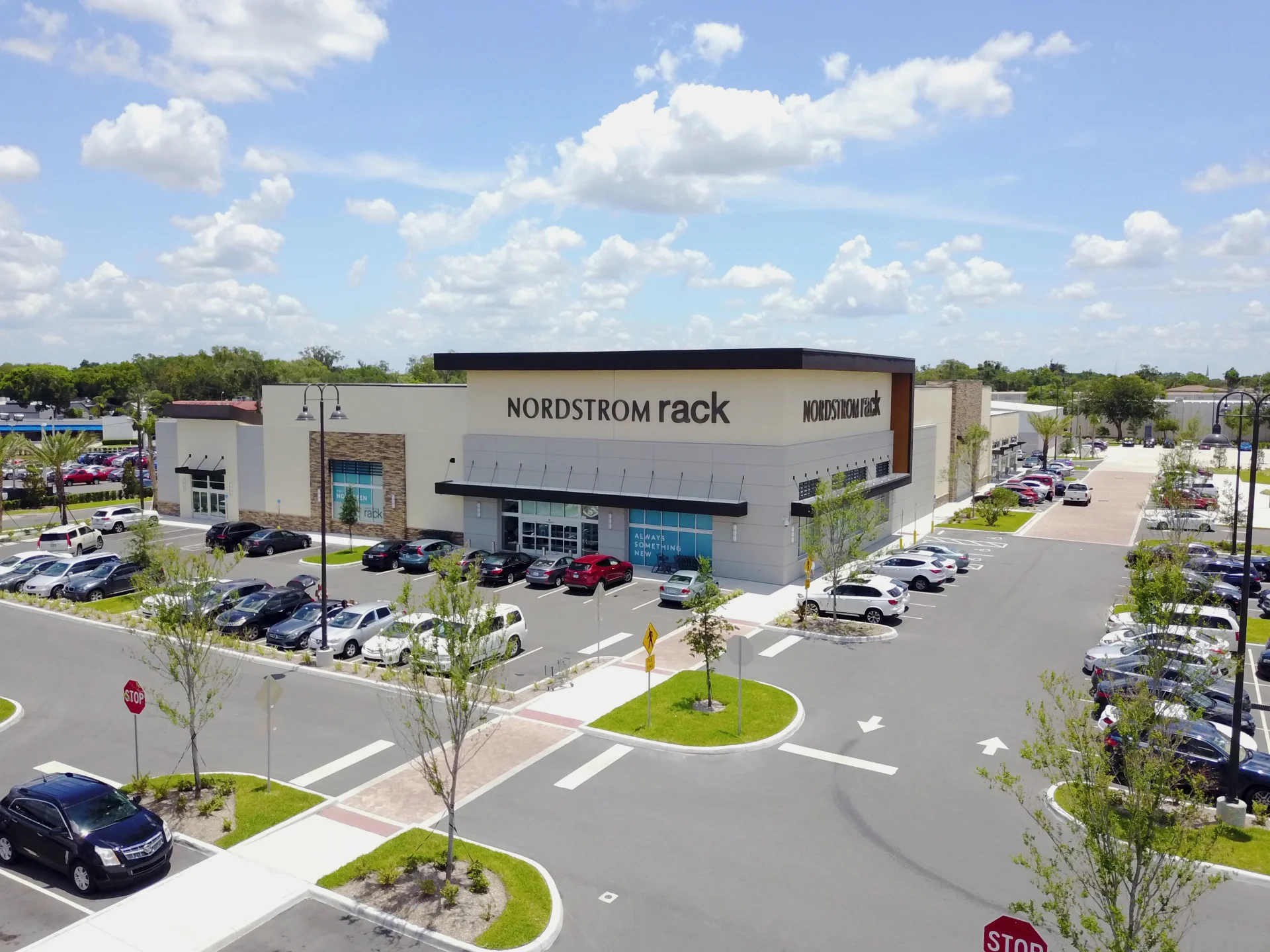 Nordstrom Rack building exterior and parking lot