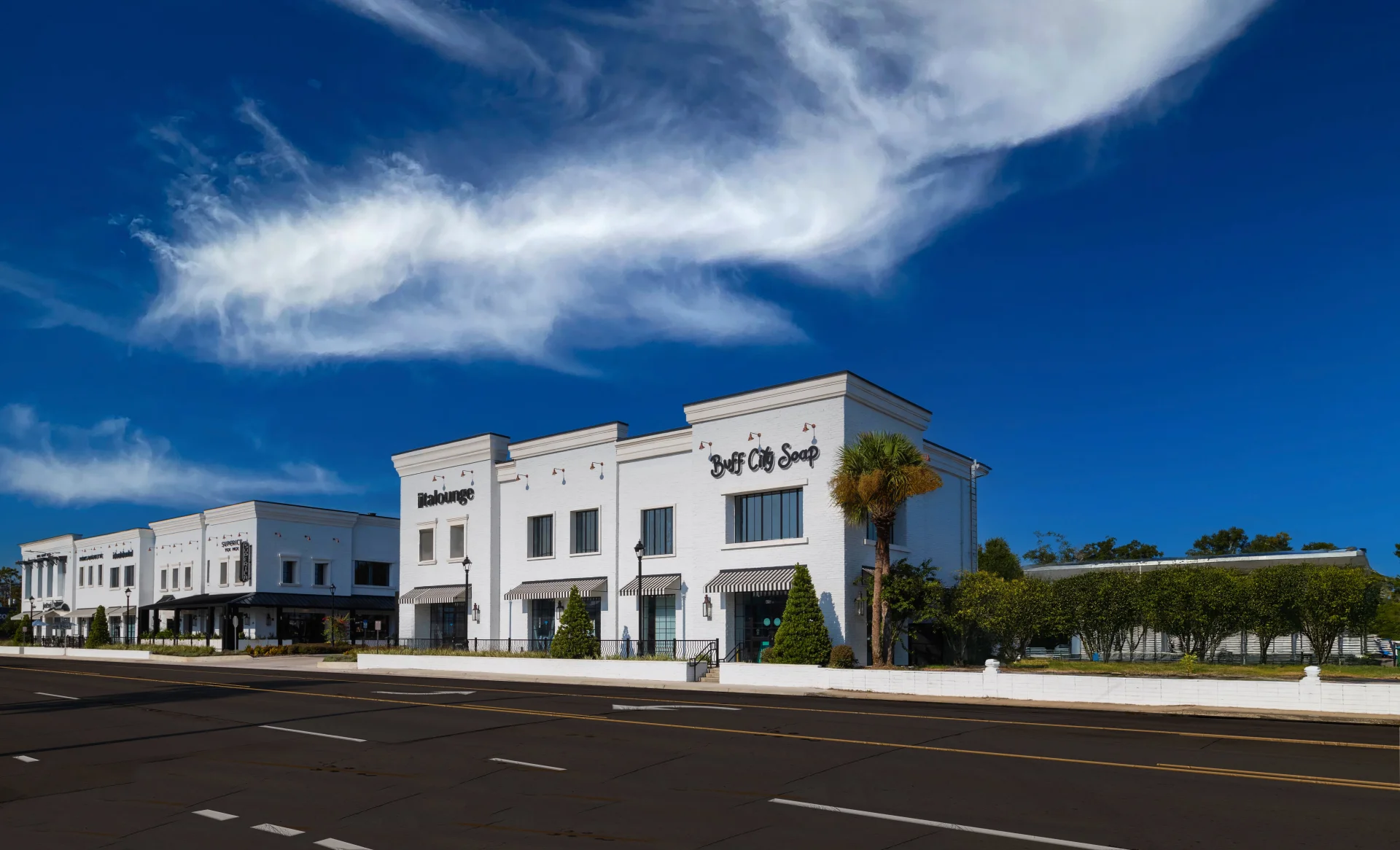 building exteriors and roadway