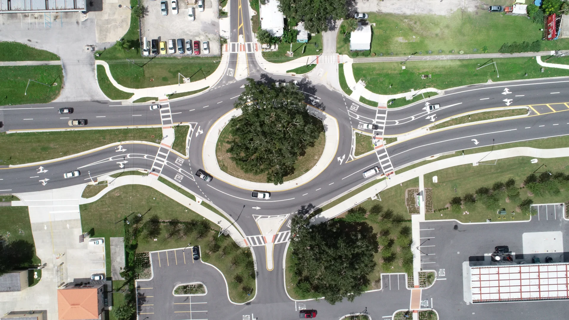 aerial view of roundabout