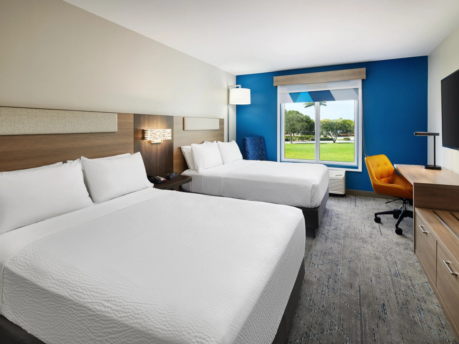Holiday Inn Express double bed hotel room interior