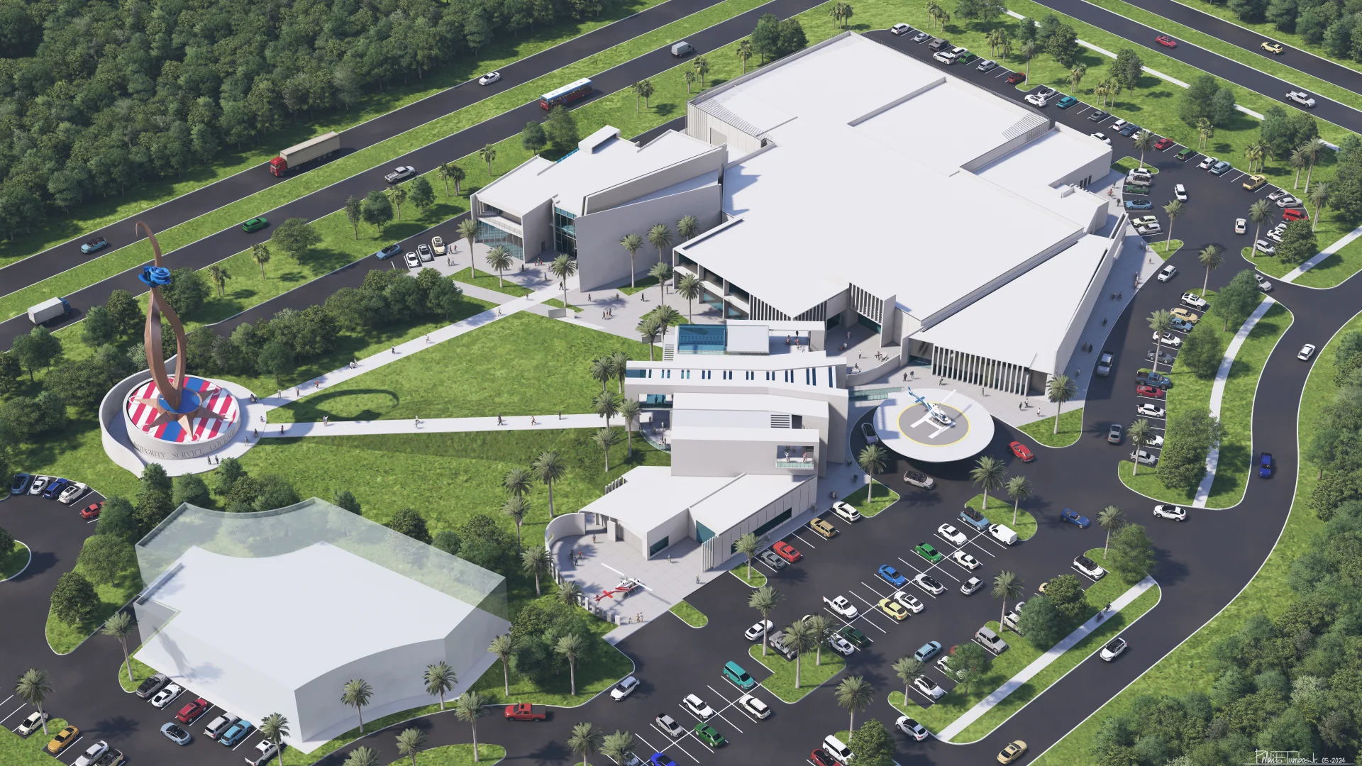 aerial view full site render