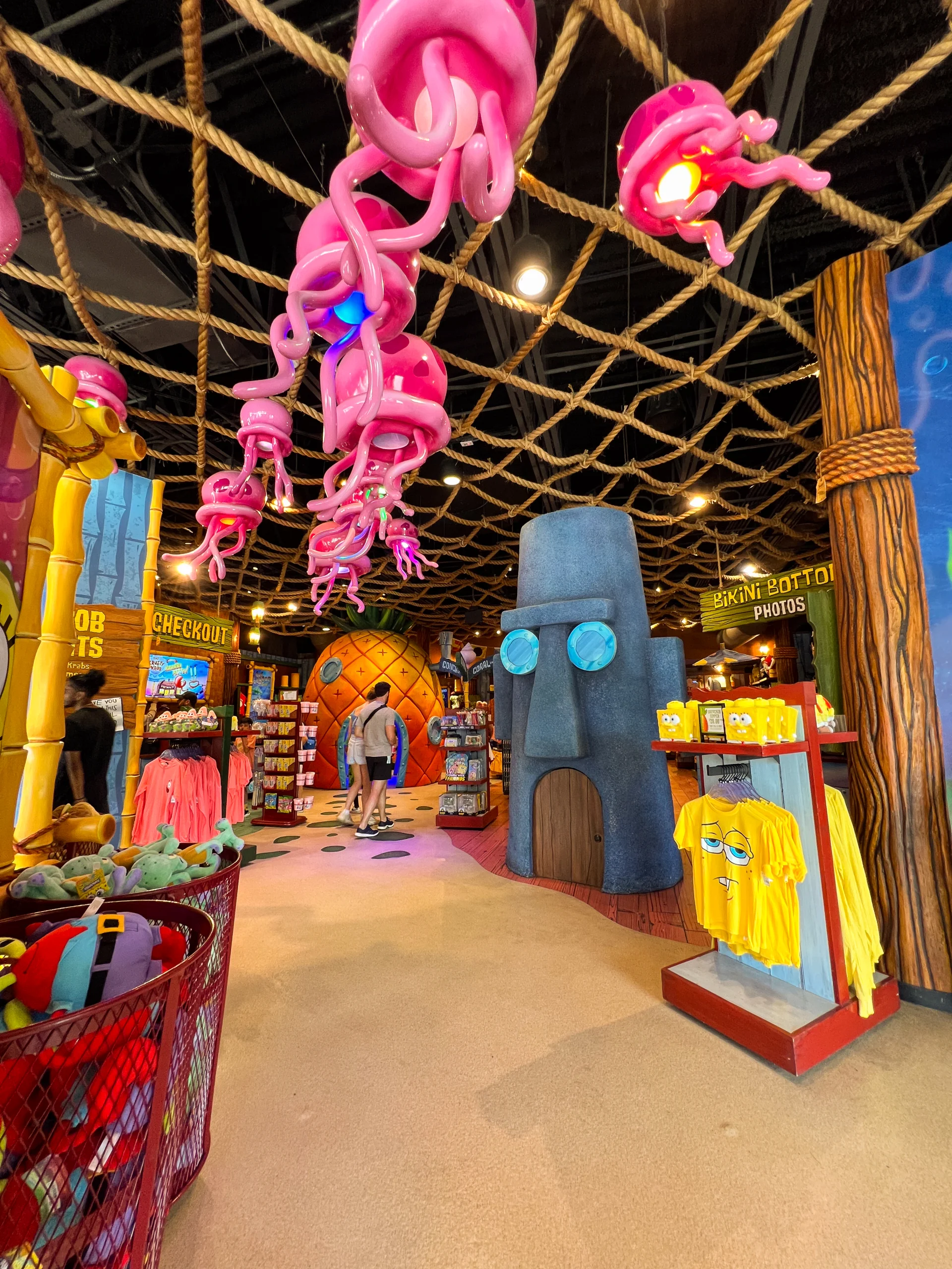Spongebob store interior with jellyfish lights and model scenery
