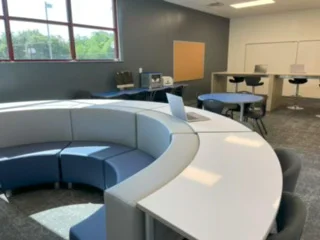 lounge area circle couch