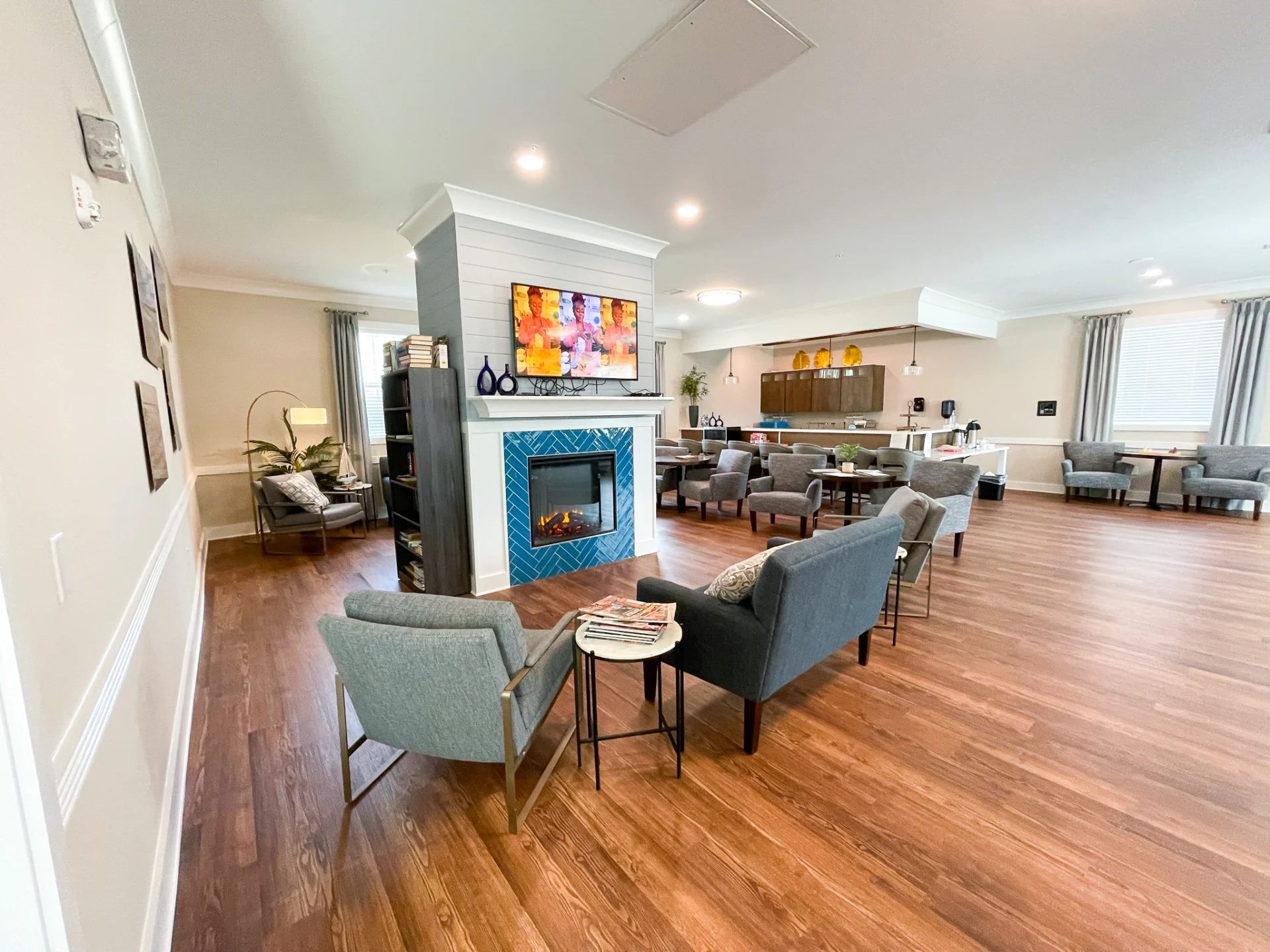 common area fireplace and seating