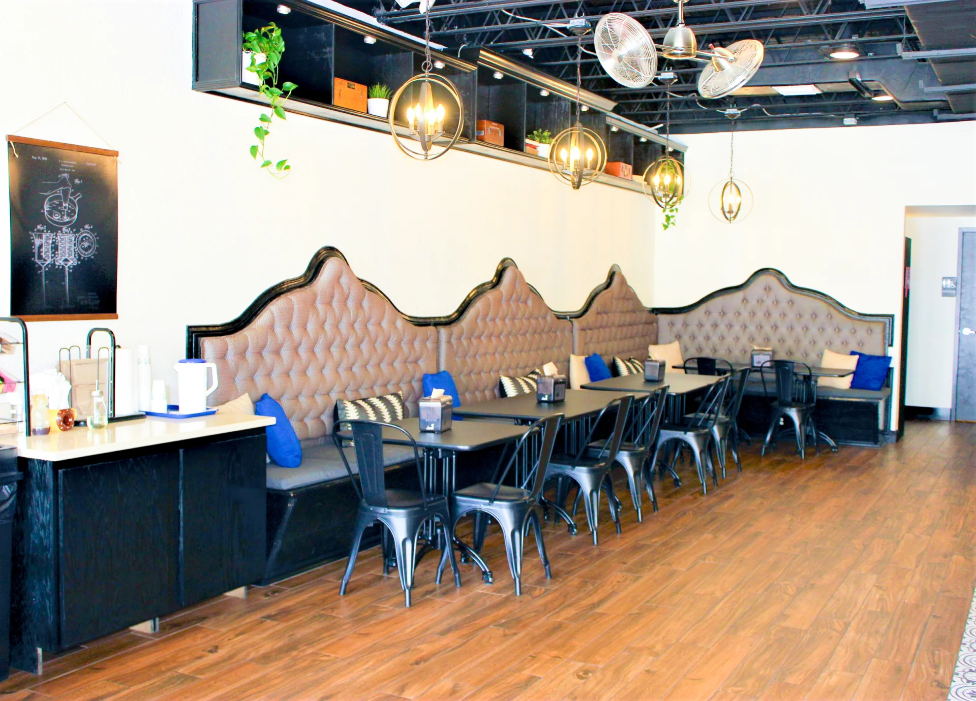 Little Blue Donut interior seating booths