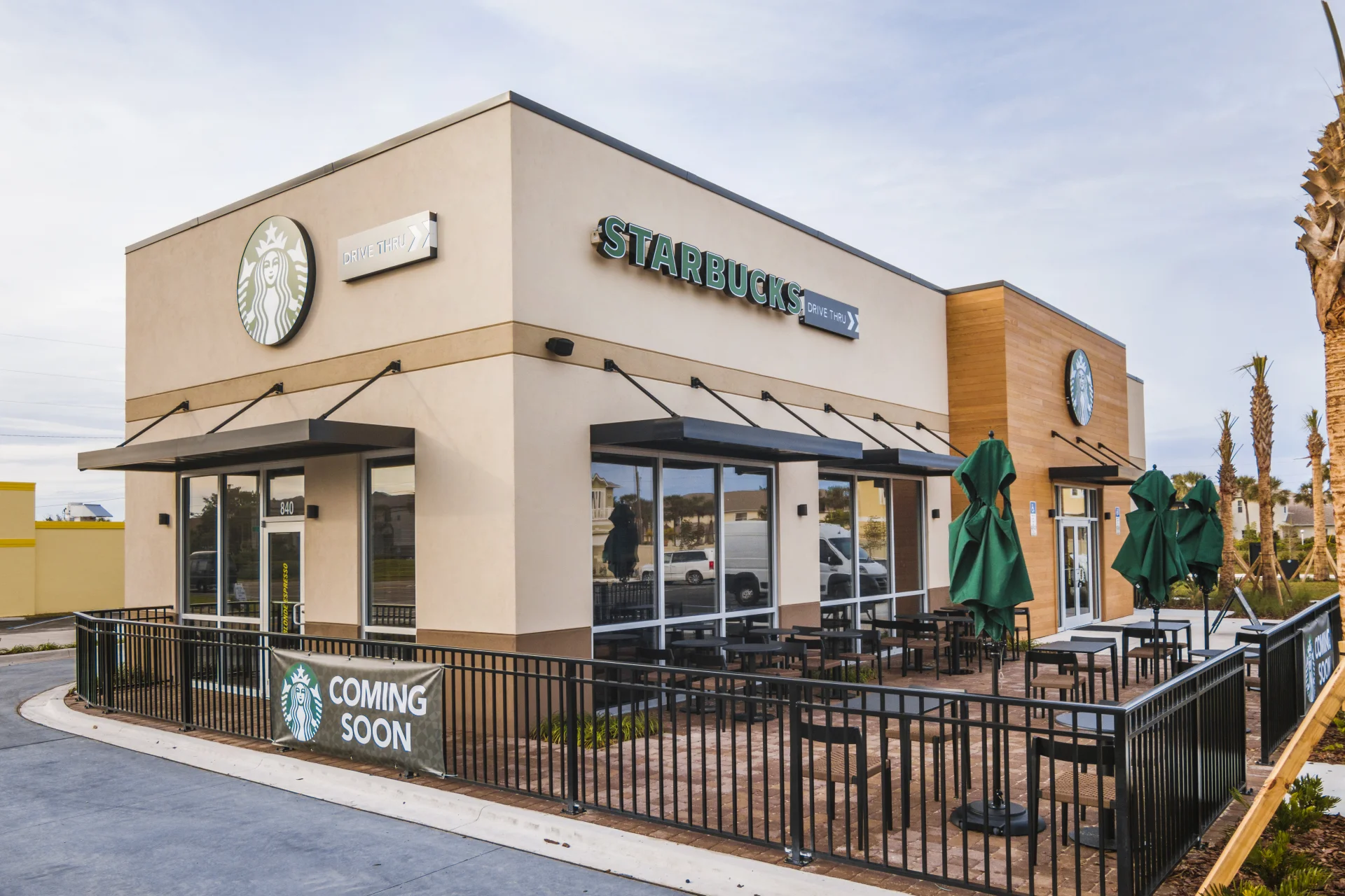 smaller Starbucks restaurant exterior street view
